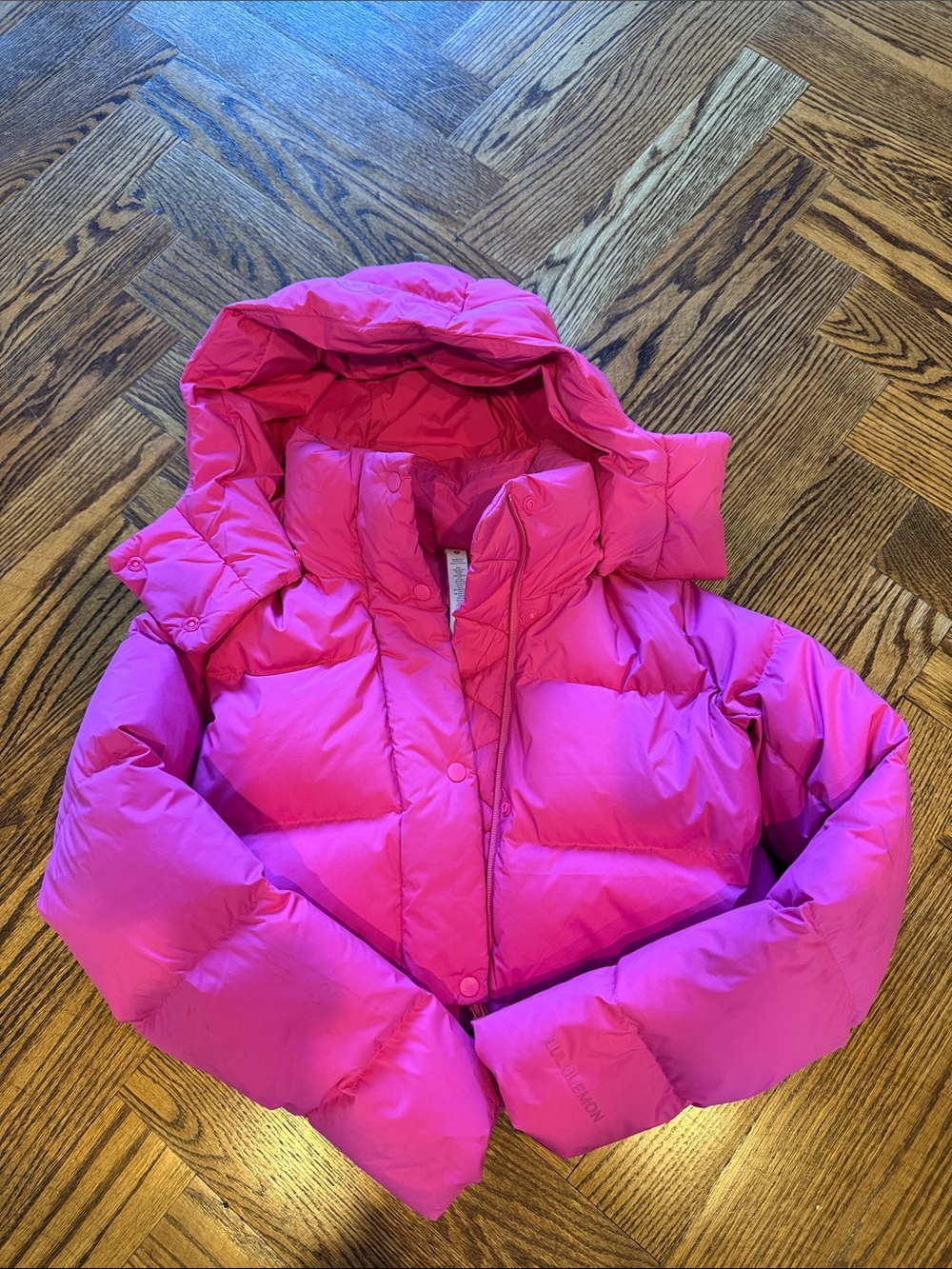 lululemon athletica Bright Pink Hooded Puffer Jacket